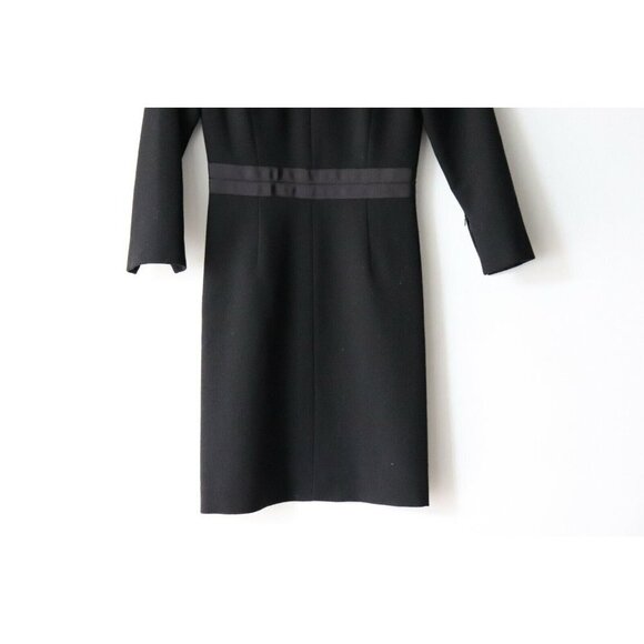 J. Crew Women's Size 2 XS Black Dress 3/4 Zip Sleeve Crepe Wool Mini Dress - Picture 4 of 5